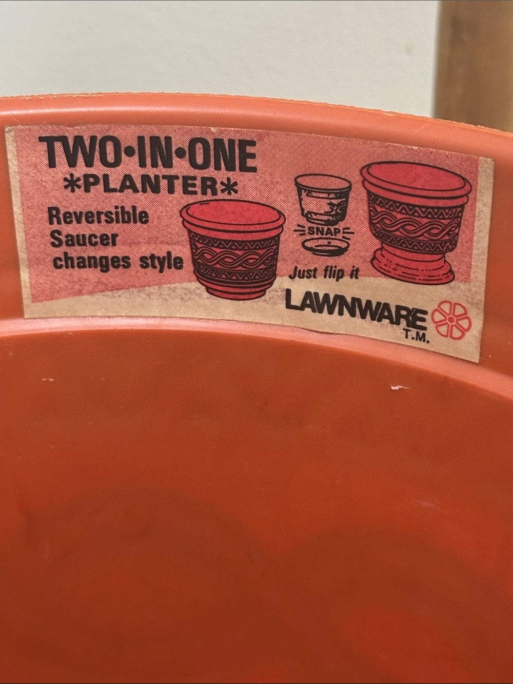 Vintage LAWNWARE TWO•IN•ONE Plastic Planter Reversible Saucer Terracotta Tone - Picture 3 of 17